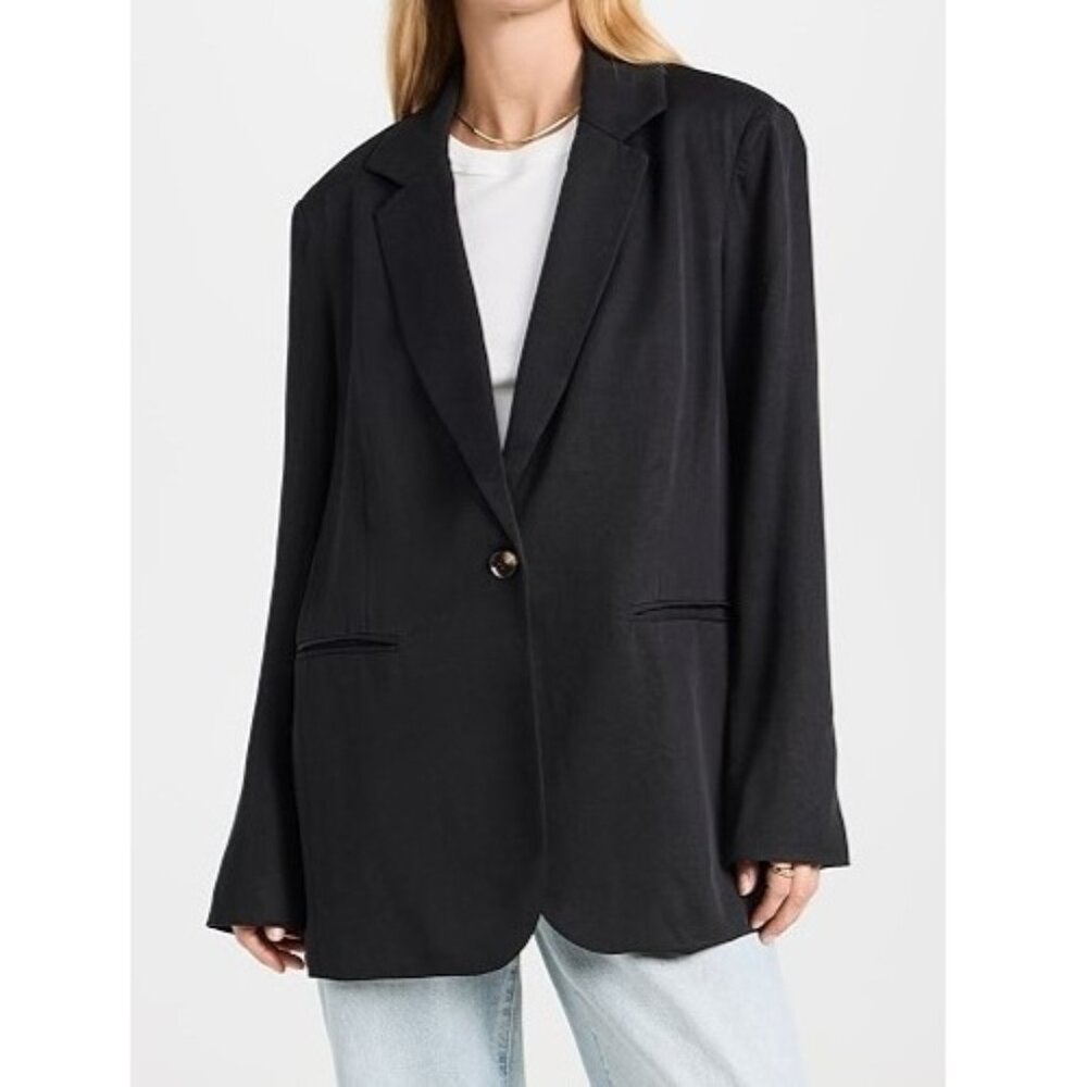 reformation catrina blazer mushroom officewear black size medium